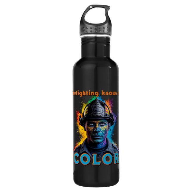 "Firefighting Knows No Color" Edelstahlflasche (Vorderseite)
