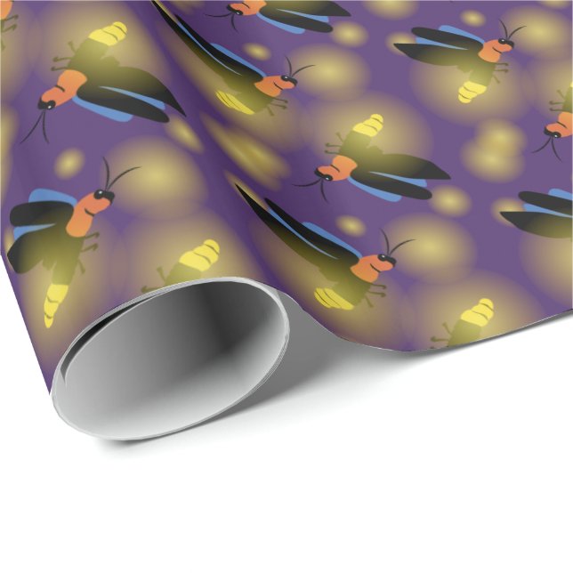 Fireflies Graphic on Lila Geschenkpapier (Rolleneckpunkt)