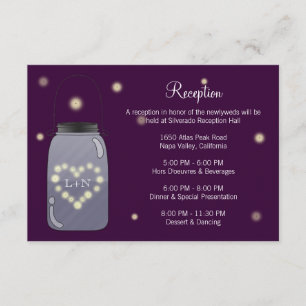 Fireflies in Mason Jar Heart Liebe Empfang Card Begleitkarte