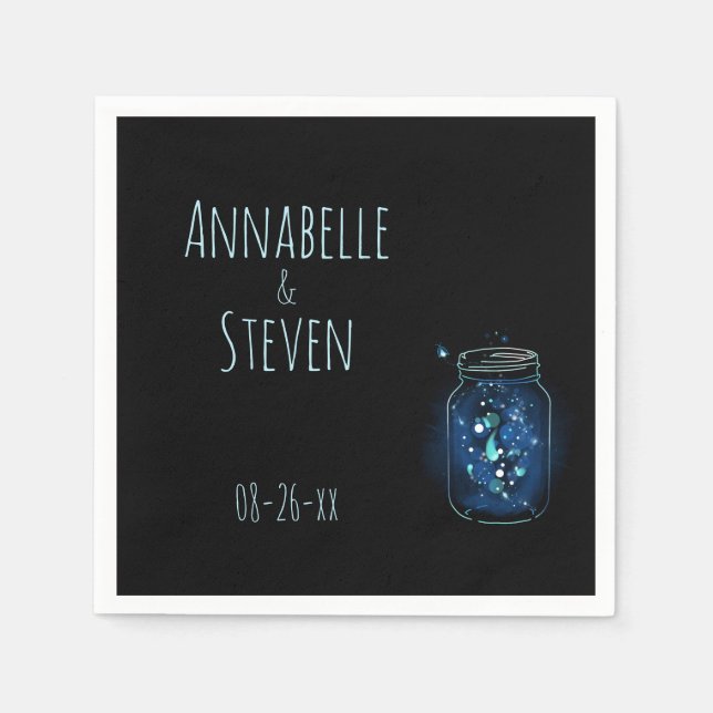 Fireflies in Mason Jar Personalisiert Wedding Serviette (Vorderseite)