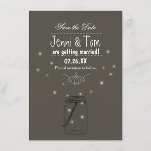 Fireflies Mason Jar Enregistrer La Carte D'Invitat