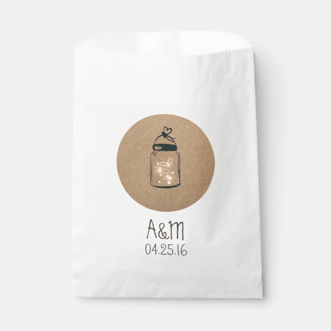 Fireflies Mason Jar Rustic Wedding Geschenktütchen (Vorderseite)