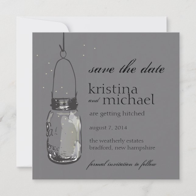 Fireflies & Mason Jar Save the Date (Vorderseite)