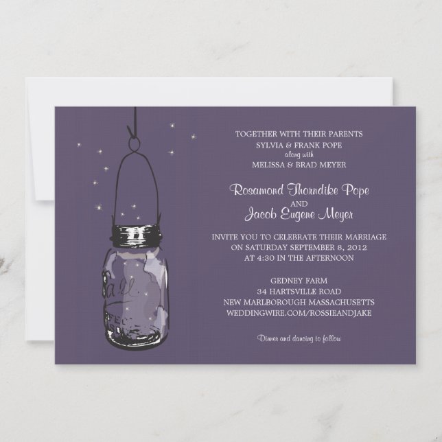 Fireflies & Mason Jar Wedding Einladungen (Vorderseite)