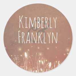 Fireflies Night Field Rustic Country Wedding Runder Aufkleber