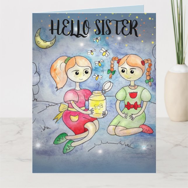 FIREFLITS SOEUR SOEUR CARTES DE SALUT D'ANNIVERSAI (Devant)