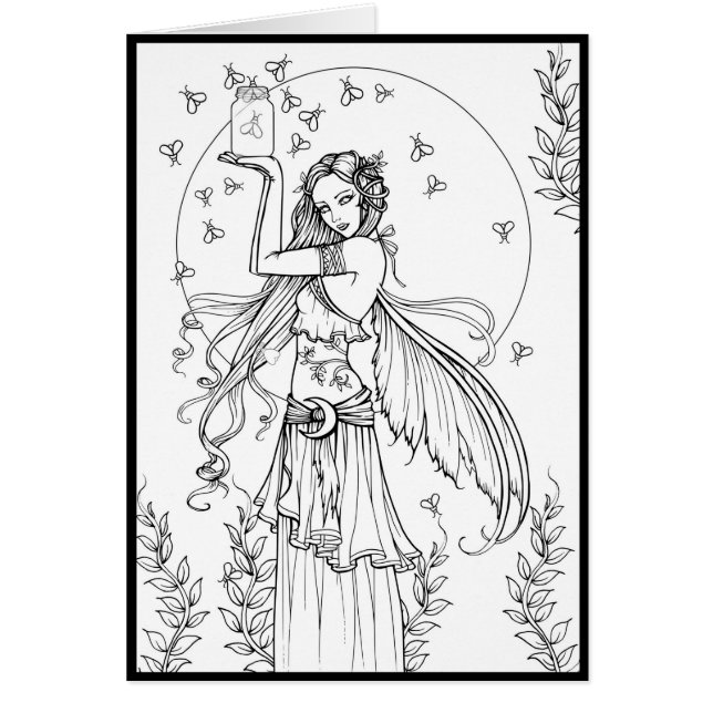 Firefly Fairy Fantasy Color Your Own Card (Vorne)