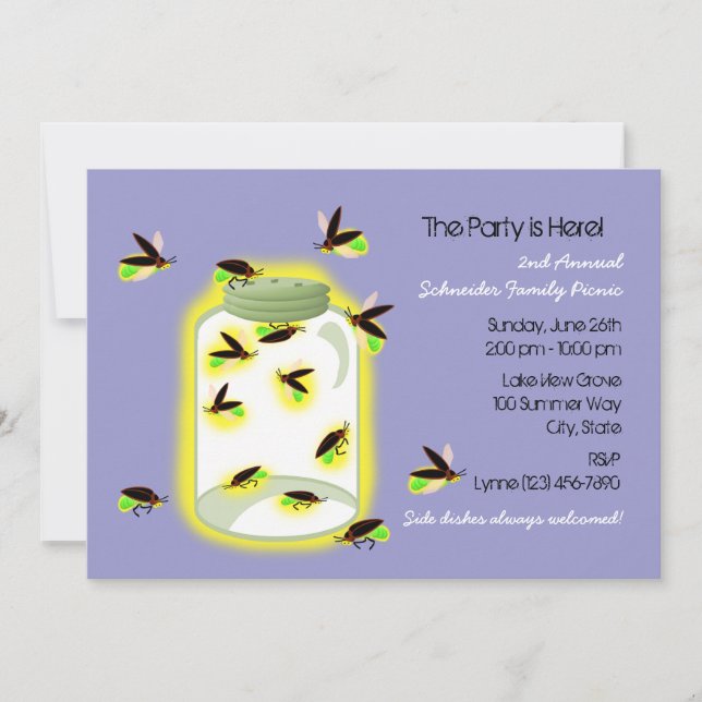 Firefly Frolic Party Einladung (Vorderseite)