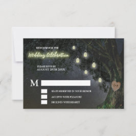 Firefly Mason Jar Oak Tree Wedding RSVP Cards Einladung
