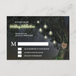 Firefly Mason Jar Oak Tree Wedding RSVP Cards Einladung