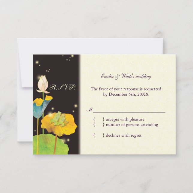 Firefly Night Niedlich Romantic Wedding RSVP (Vorderseite)