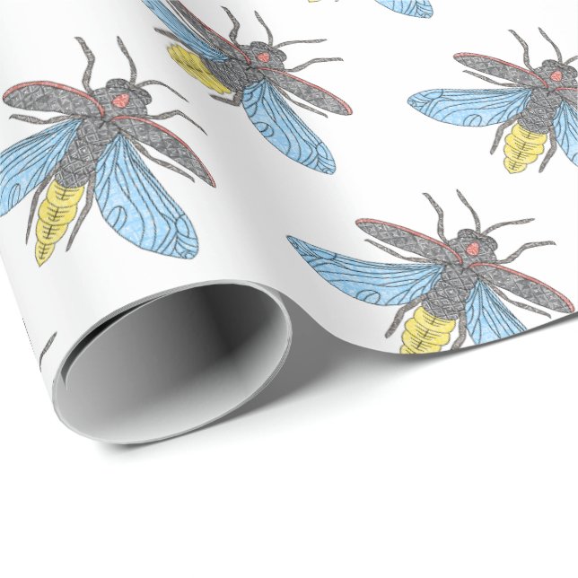 Firefly (weiß) - Wrapping Paper Geschenkpapier (Rolleneckpunkt)