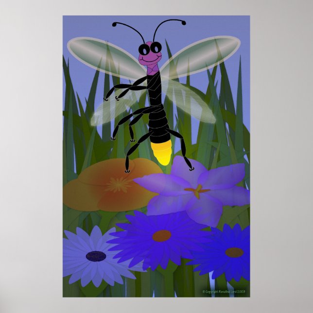 Firefrefly tanzt auf Blume Poster (Vorne)