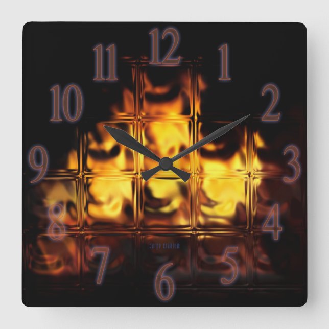 FireGlass Quadratische Wanduhr (Vorderseite)
