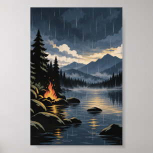 Firelight & Regen Moderner Naturposter Poster
