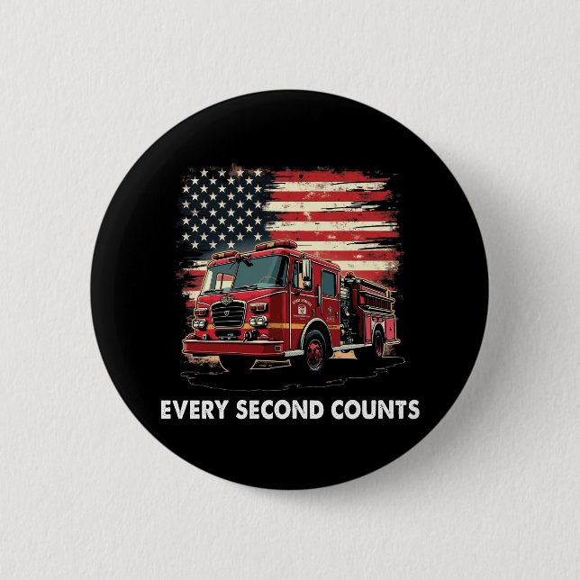 Fireman American Flag Thin Red Line Feuerwehrmann Button (Vorderseite)