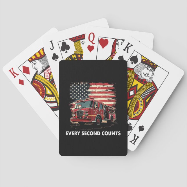 Fireman American Flag Thin Red Line Feuerwehrmann Spielkarten (Rückseite)