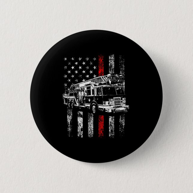 Fireman American Flag Thin Red Line Firefighter  Button (Vorderseite)
