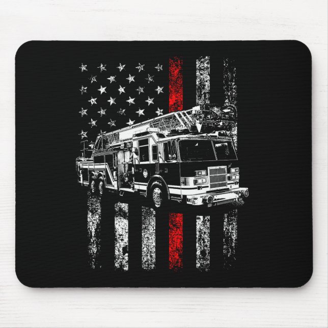 Fireman American Flag Thin Red Line Firefighter  Mousepad (Vorne)