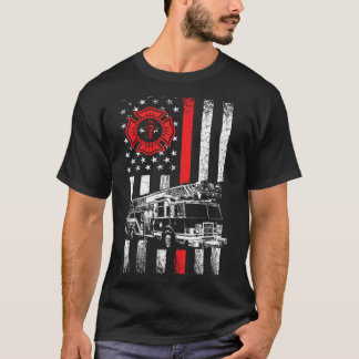Fireman American Flag Thin Red Line Grafik Firef T-Shirt