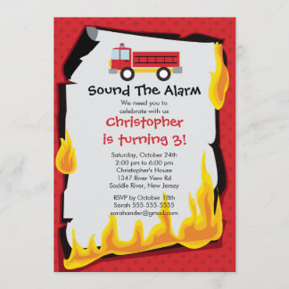 Fireman Boy Fireruck Geburtstagspartei Einladung