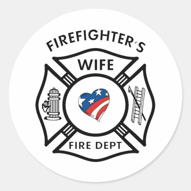Fireman Ehefrauen USA Runder Aufkleber (Vorderseite)