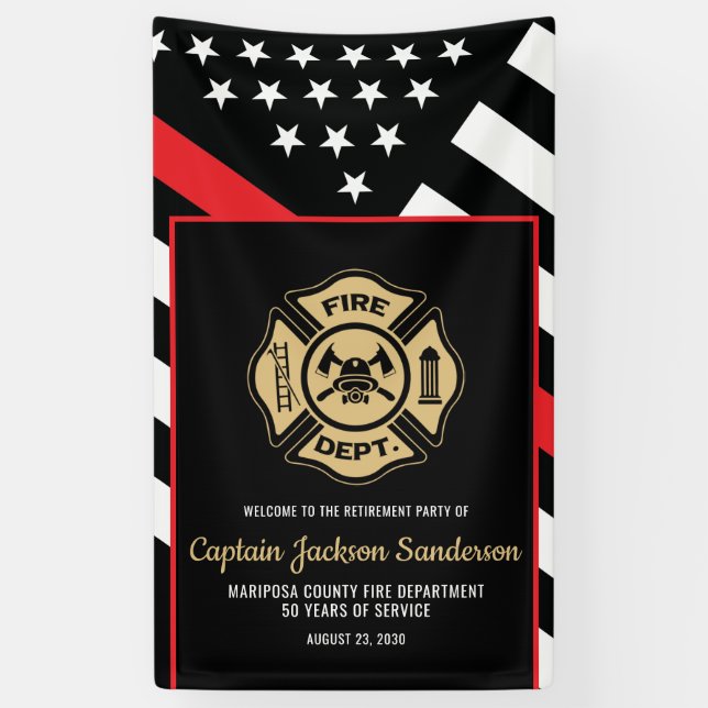 Fireman Fire Department Firefighter Retirement Banner (Vertikal)