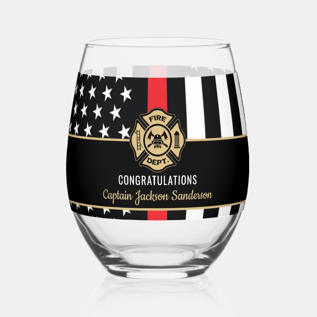 Fireman Fire Department Firefighter Retirement Weinglas Ohne Stiel (Vorderseite)