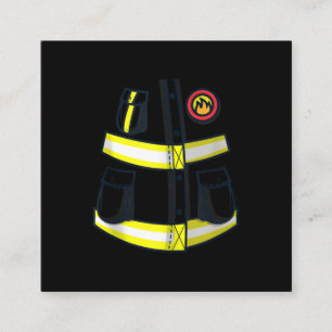 Fireman Firefighter Costume Halloween Quadratische Visitenkarte