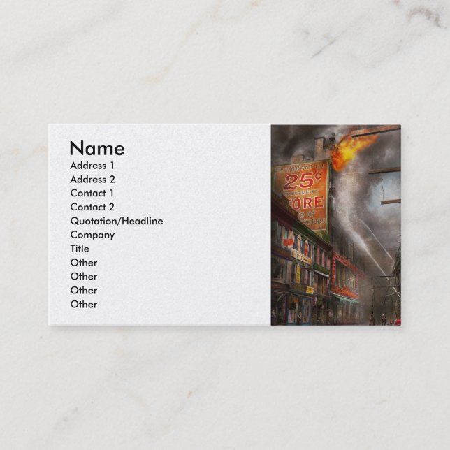 Fireman - New York NY - Zeige mir ein Schild von 1 Visitenkarte (Vorderseite)