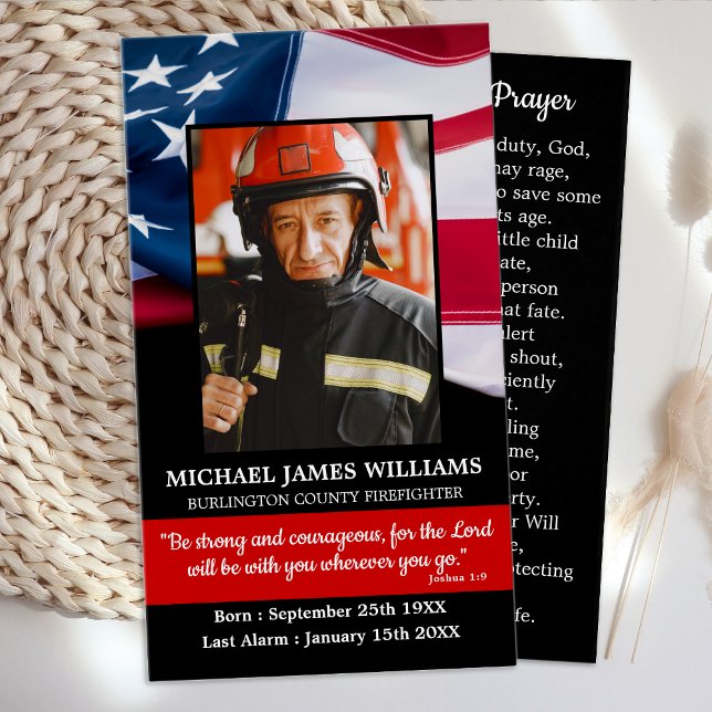 Fireman Prière Memorial Firefighter Funeral Card (Créateur téléchargé)