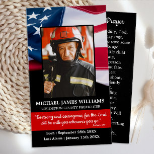 Fireman Prière Memorial Firefighter Funeral Card