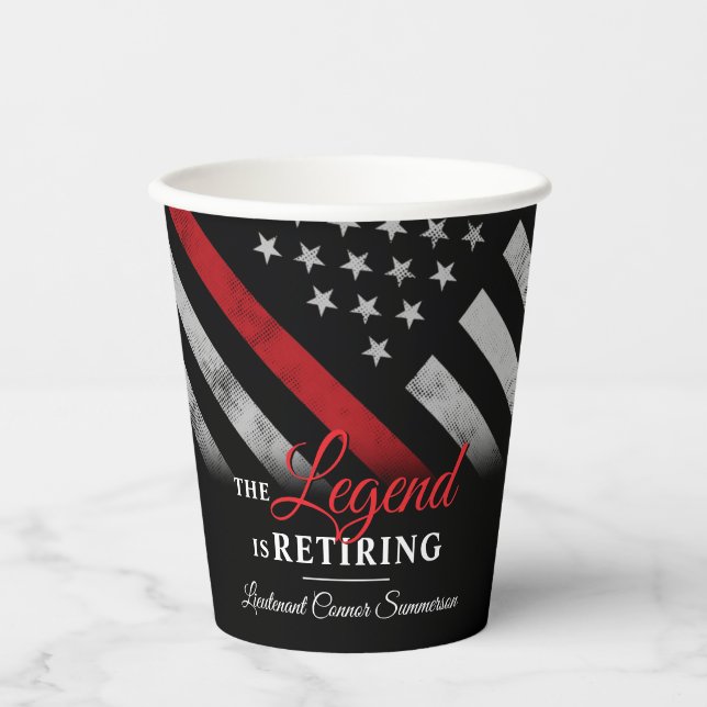 Fireman Retirement Party Red Line Flag Feuerwehrma Pappbecher (Vorderseite)