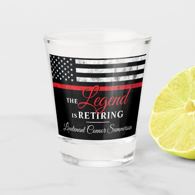 Fireman Retirement Red Line Flag Feuerwehrmann Schnapsglas (Vorderseite)