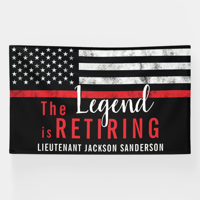 Fireman Retirement Thin Red Line Feuerwehrmann Banner (Horizontal)