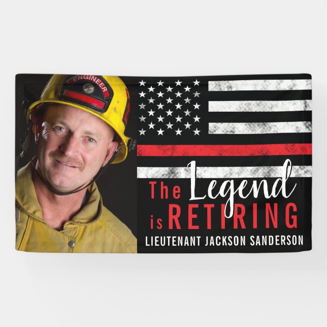 Fireman Retirement Thin Red Line Firefighter Foto Banner (Horizontal)