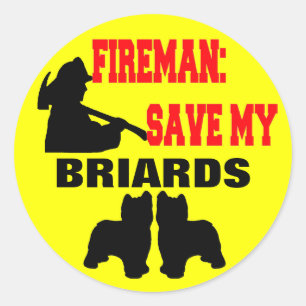 Fireman Rettete meine Briards Runder Aufkleber