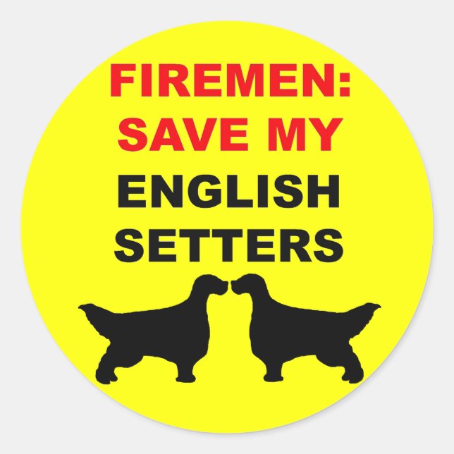 Fireman Rettete meine englischen Setters Runder Aufkleber (Vorderseite)