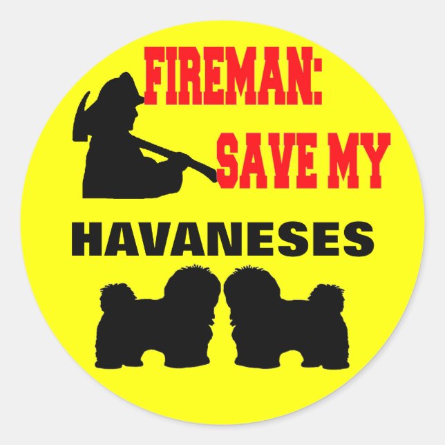 Fireman Rettete meine Havaneses Runder Aufkleber (Vorderseite)