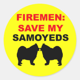 Fireman Rettete meine Samoyeds Runder Aufkleber