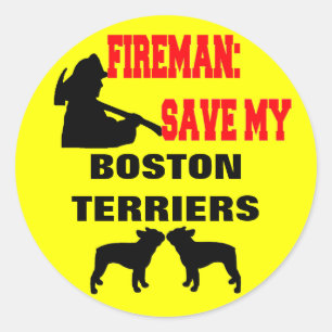 Fireman Rettete My Boston Terriers Runder Aufkleber