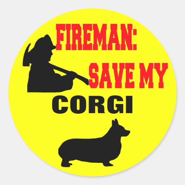 Fireman Rettete My Corgi Runder Aufkleber (Vorderseite)