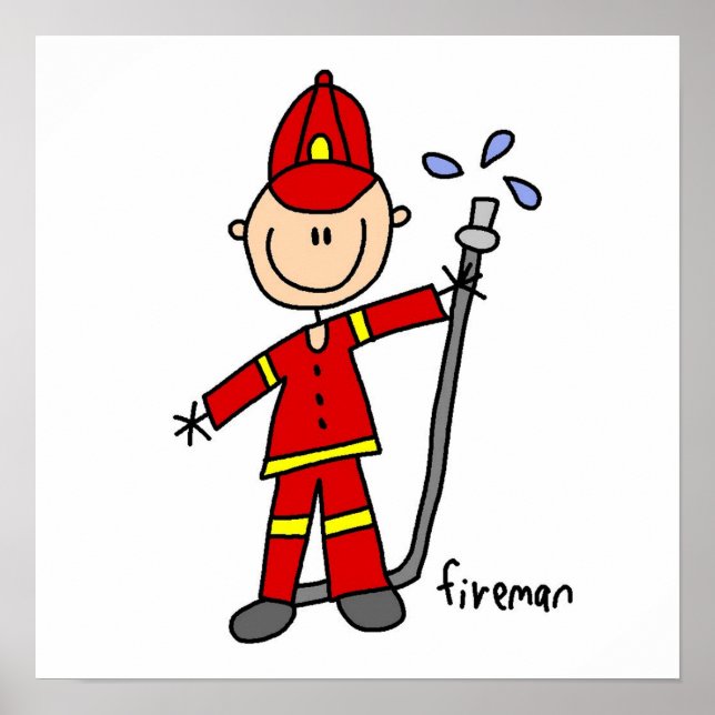 Fireman-Strichmännchen Poster (Vorne)
