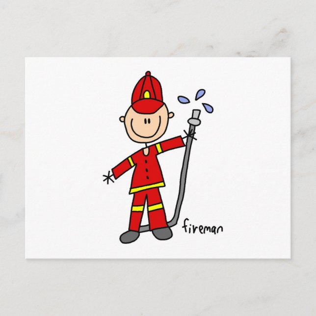 Fireman Strichmännchen Postkarte (Vorderseite)