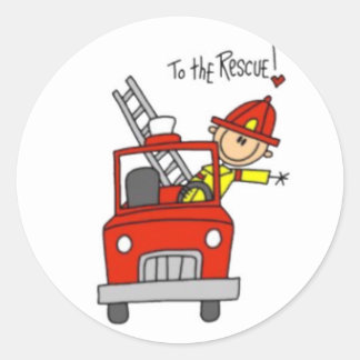 Fireman-Strichmännchen Runder Aufkleber