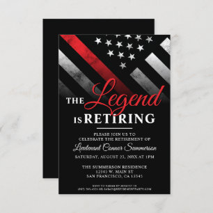 Fireman Thin Red Line Feuerwehrruhestand Party Einladung