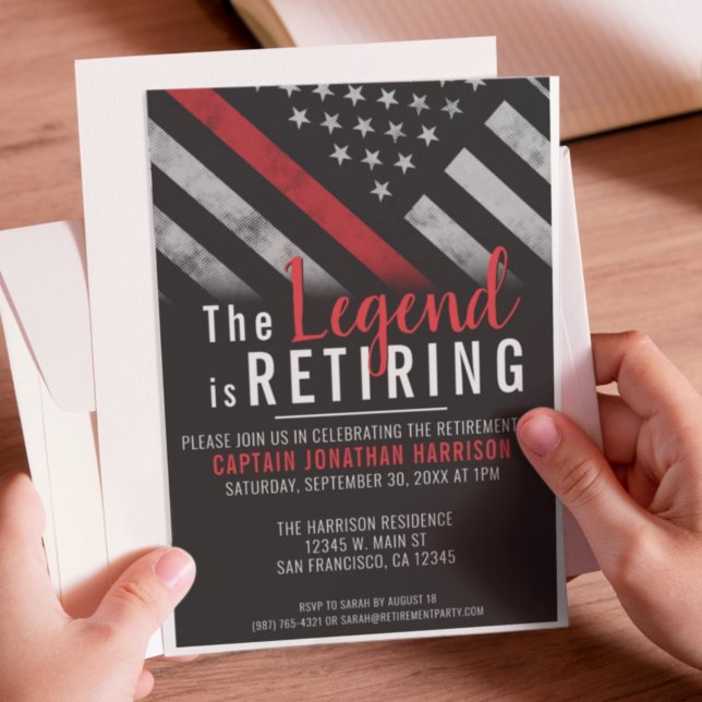 Fireman Thin Red Line Flagge Feuerwehrruhestand Einladung (Von Creator hochgeladen)