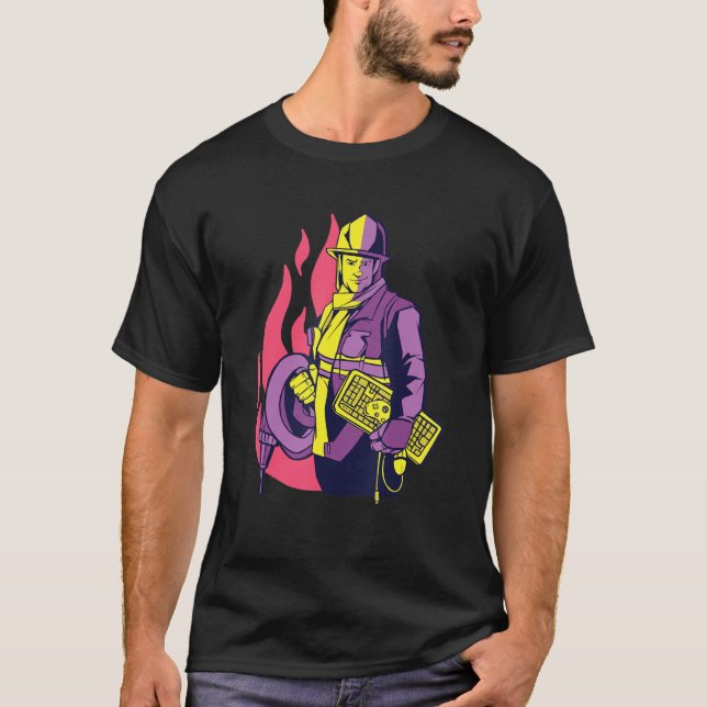 Fireman- und Gamer-Design T-Shirt (Vorderseite)