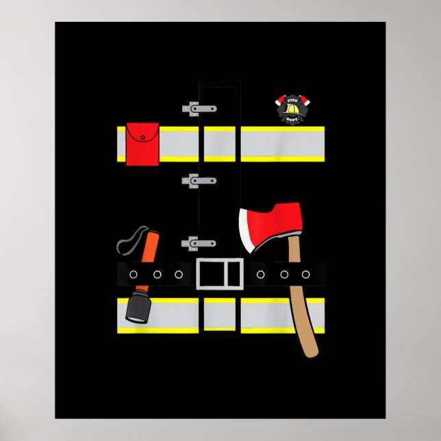 Fireman Uniform Firefighter Kostüm Halloween DIY Poster (Vorne)
