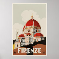 Firenze Italien Vintage Reiseposter Druck Piazza